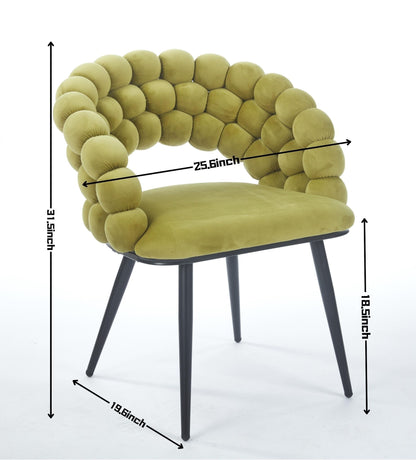 Green Modern chair(set of 2 ) with golden color iron tube legs,  soft