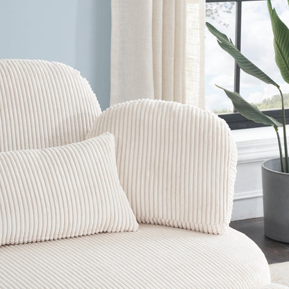61 inches beige comfortable seat, small sofa with small end table,