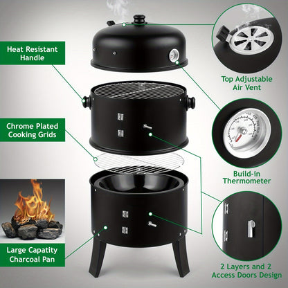 Iron Spray Smoker Carbon Grill, Black
