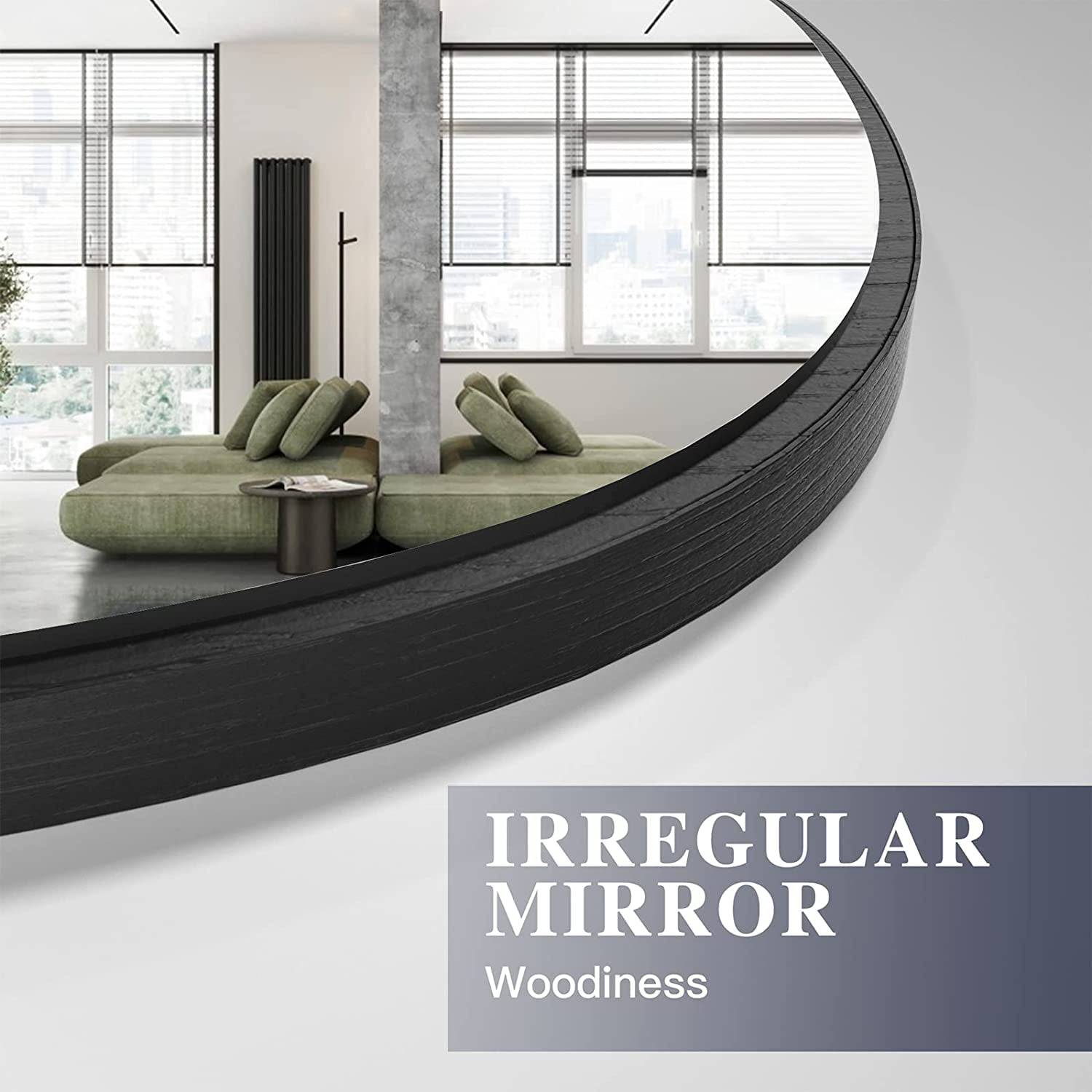 Large Irregular Asymmetrical Wall Mirror Black Bathroom Vanity