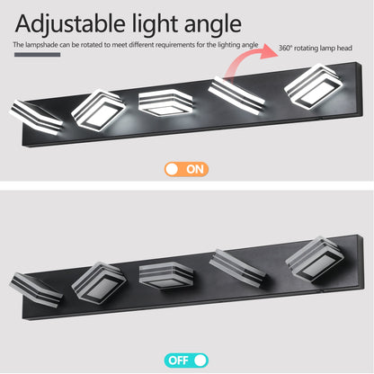 Modern 5-Light LED Vanity Light - Sleek Bathroom Wall Fixture, Iron &amp;