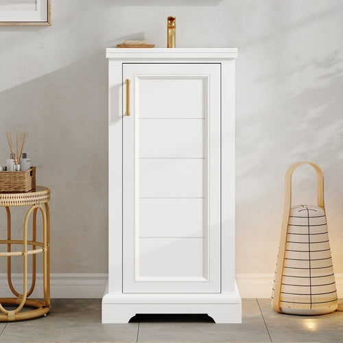 16-inch Bathroom Vanity with Ceramic Sink, Freestanding Single Vanity