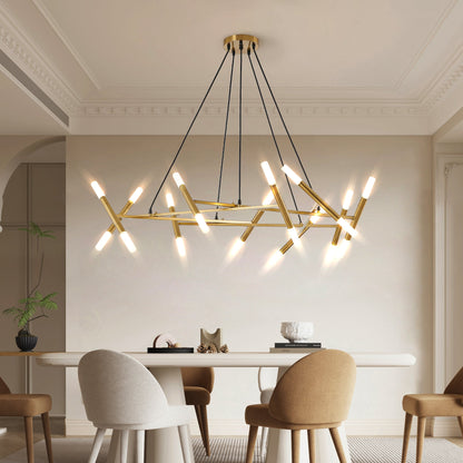 Golden Modern Chandelier Light Fixture, Branch Design with Frosted