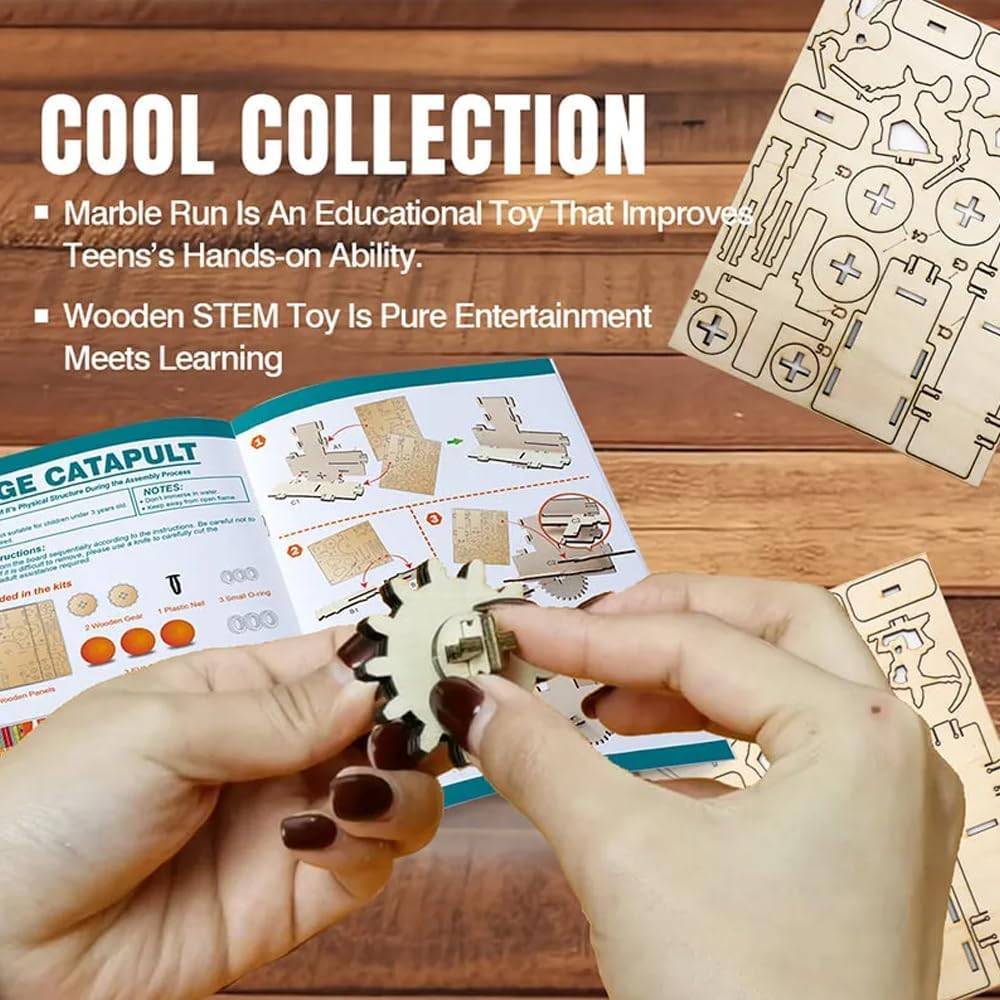LIVEVIE Wooden Siege Catapult Kit for Kids ? STEM Learning Toy for
