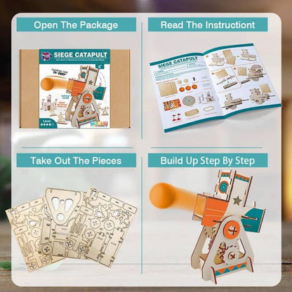 LIVEVIE Wooden Siege Catapult Kit for Kids ? STEM Learning Toy for