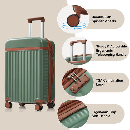 Luggage Set of 3, 20inch with USB Port, front opening design Airline