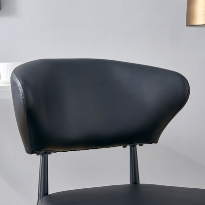 Black Minimalist Ergonomic Dining Chair, With A Curved Backrest For