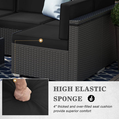 8 Pieces Patio Furniture Set with 44&quot; Propane Gas Fire Pit Table,