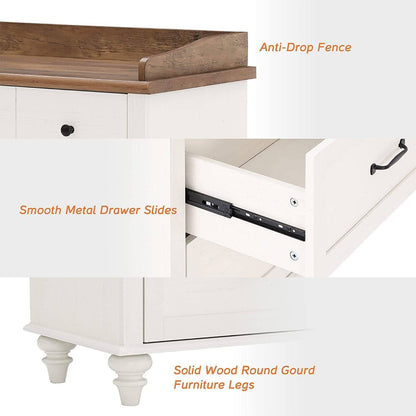 2-In-1 Mid-Century Modern White Dresser TV Stand