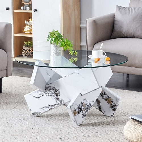 Round glass coffee table, 33.4 &