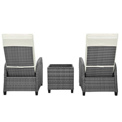Outdoor Rattan Two-person Combination With Coffee Table, Adjustable,