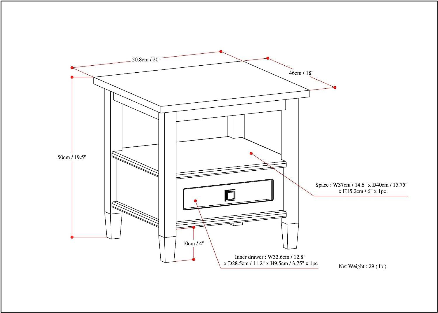 Warm Shaker Solid Wood Rectangle End Table - Farmhouse Grey