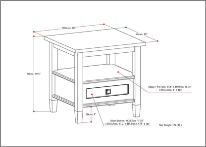 Warm Shaker Solid Wood Rectangle End Table - Farmhouse Grey