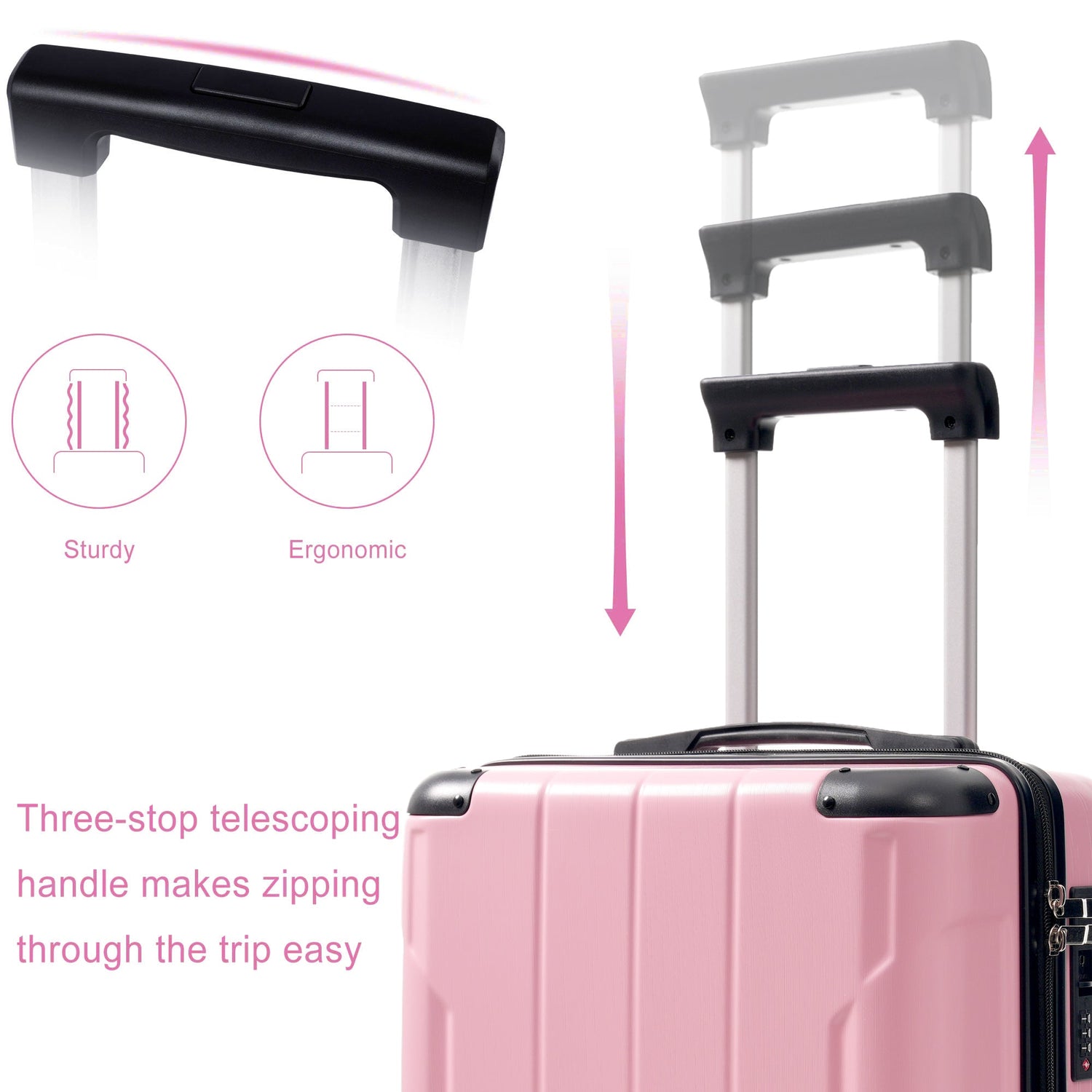 20-Inch Hardshell Carry-On Luggage, Lightweight Durable ABS Suitcase