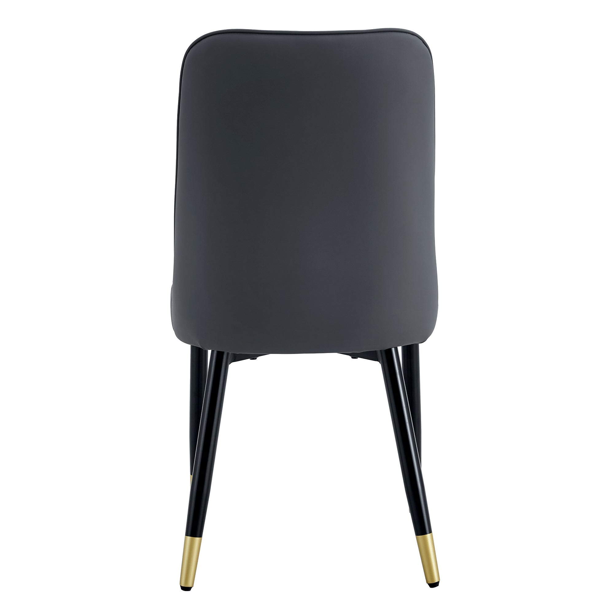 A modern dining chair with a white dark gray dual tone PU leather