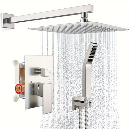 [Complete Matte Black Shower System] Shower Faucet Set Matte Black Shower System, Shower Faucet with Rain Shower Head and Handheld, Shower Faucets Sets Complete Shower Combo Set Rough-in Valve and Trim Kit Included