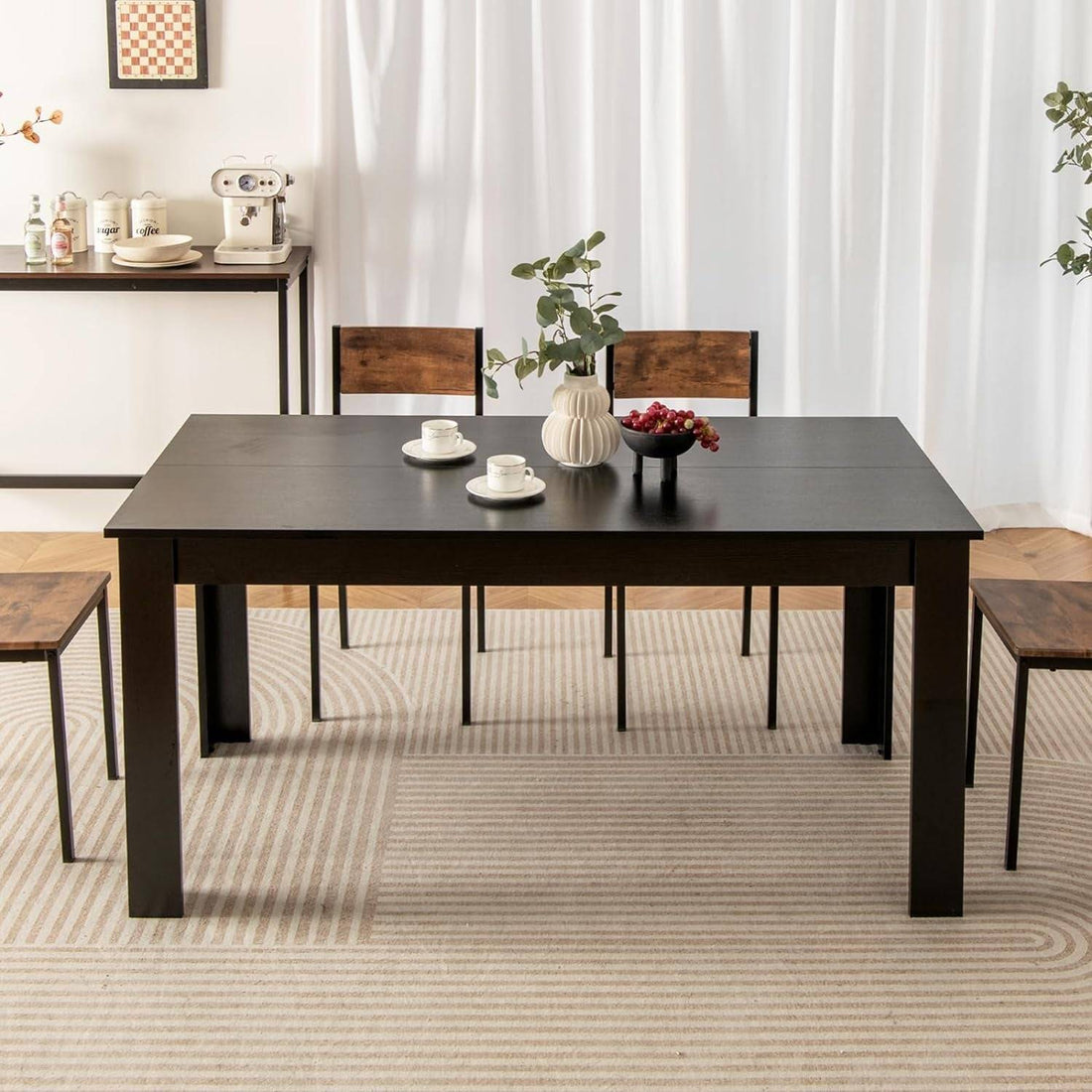 Dining Table for 6, Wood Rectangular Table, 63" L X 31.5" W X 30" H