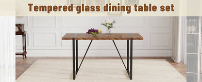 A minimalist retro rectangular dining table with a specially textured