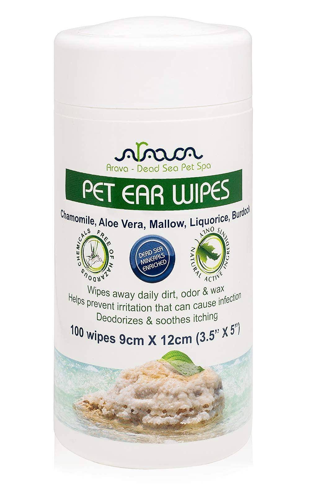 Ear Cleaner Wipes by Arava   for Dogs Cats Puppies &amp; Kittens   100