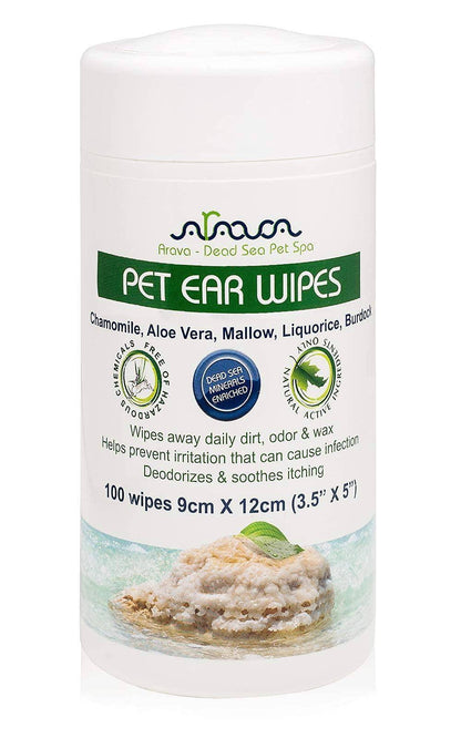 Ear Cleaner Wipes by Arava   for Dogs Cats Puppies &amp; Kittens   100
