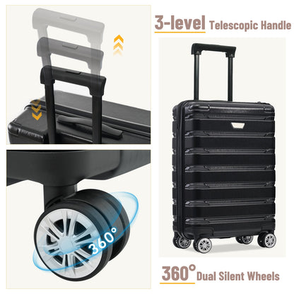 Hardshell Luggage Set 3 Piece, Durable ABS+PC Travel Suitcase with