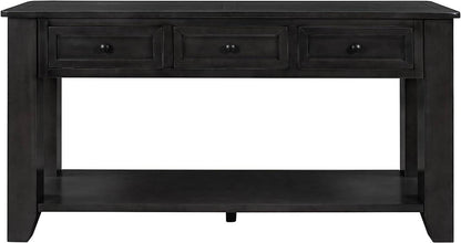 Black Console Table with Drawers and Shelf
