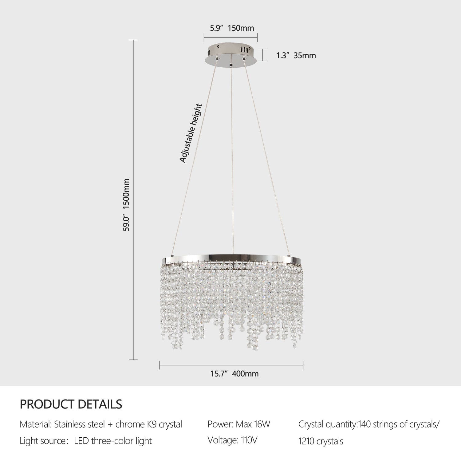 15.7-inch Fancy hanging ceiling lamps luxury modern pendant light