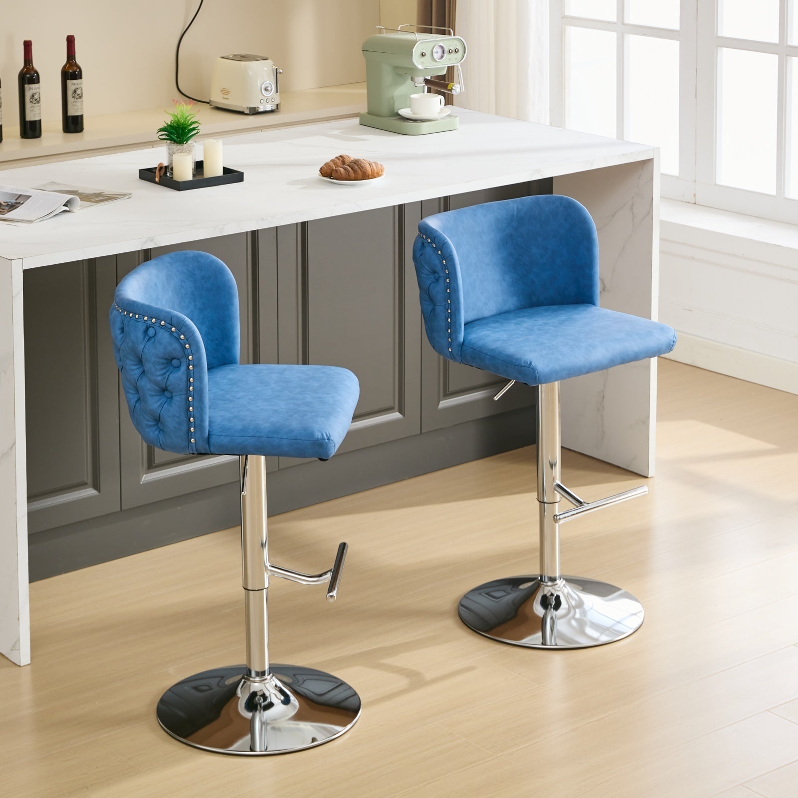 A&amp;A Furniture,Swivel Barstools Adjusatble Seat Height With Chrome