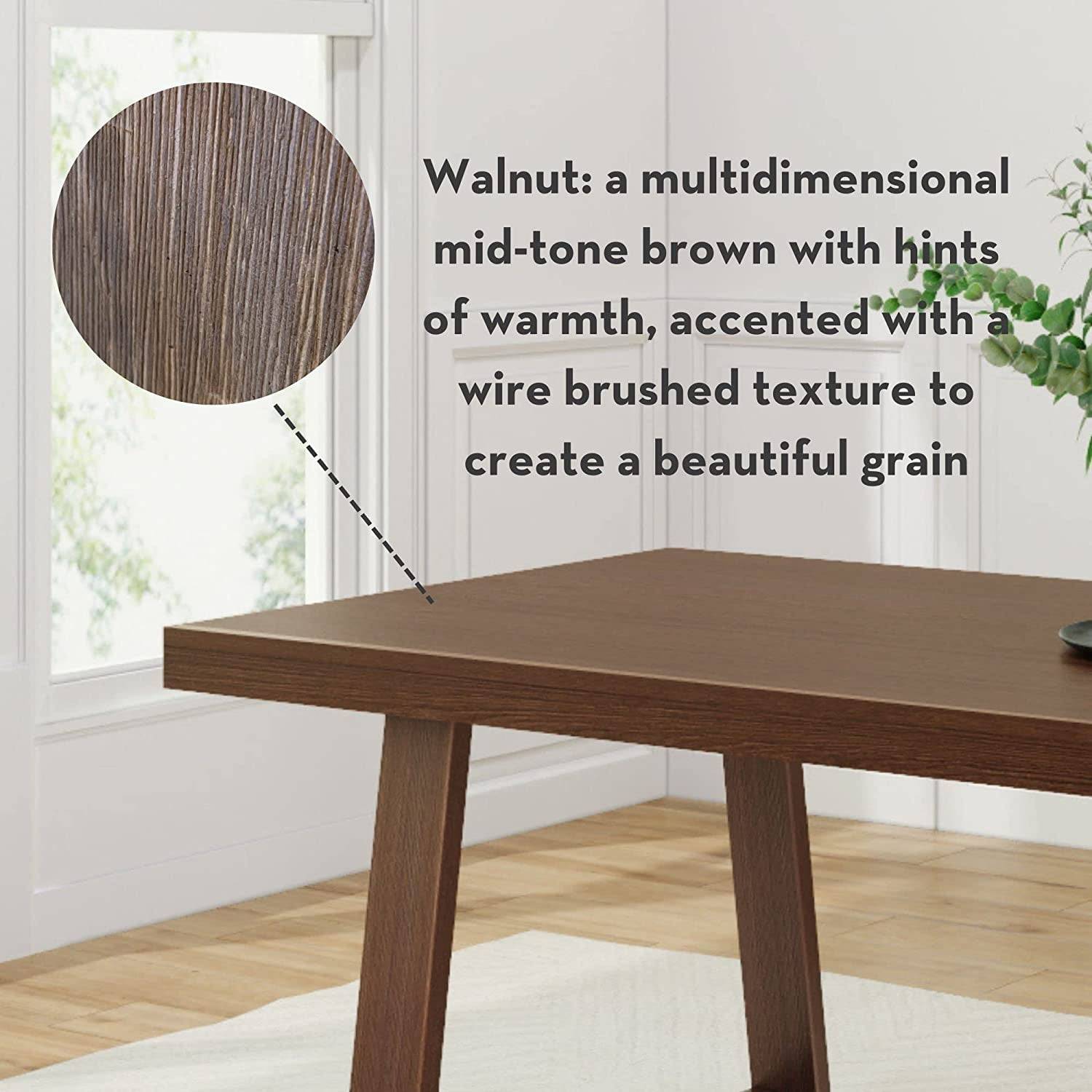 Farmhouse Solid Wood Dining Table Set with 2 Benches, Walnut