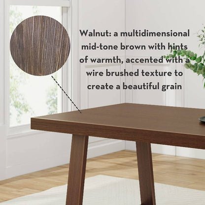 Farmhouse Solid Wood Dining Table Set with 2 Benches, Walnut