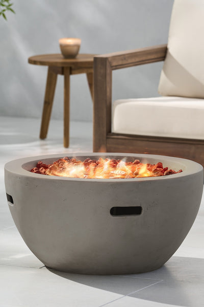 27' Bowl Shaped MGO Propane Fire Pit 40000 BTU, Light Grey (Tank Cover