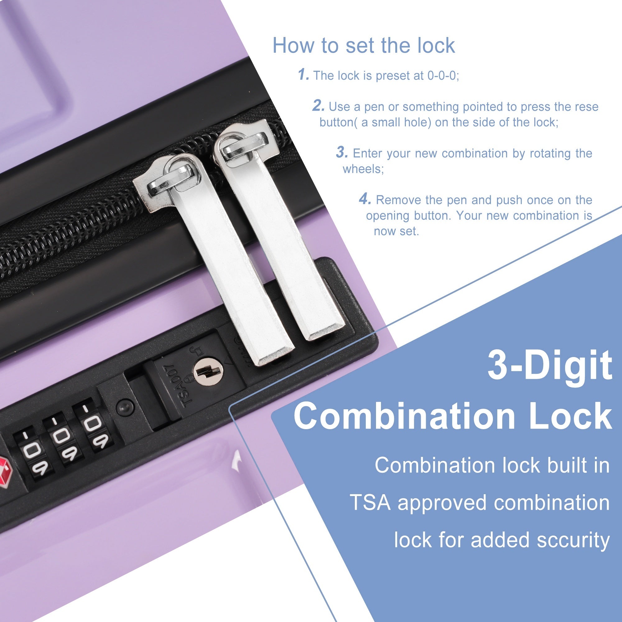 Luggage Sets 3 Piece Suitcase Set with Spinner Wheels, Built-in TSA