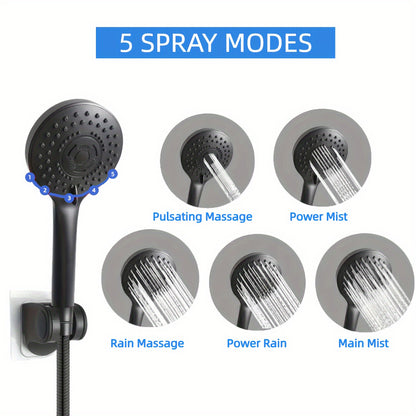 [8 Inch High Pressure Shower] 1set Shower Head Combo, 8 Inch High Pressure Rain Shower Head, With 11 Inch Adjustable Extension Arm And 5 Settings Handheld Shower Head Combo, Rain Shower Head With Handheld Sprayer, Bathroom Ac