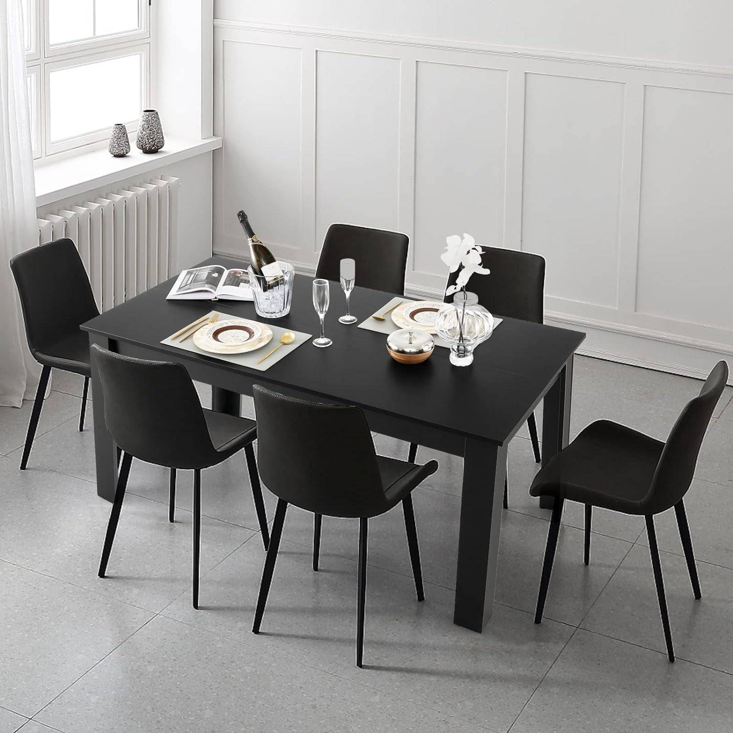 Dining Table for 6, Wood Rectangular Table, 63&quot; L X 31.5&quot; W X 30&quot; H