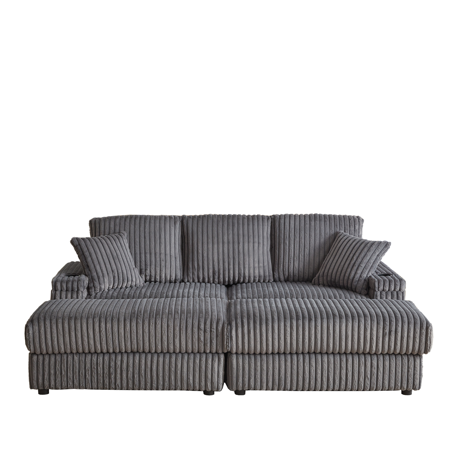84Inch Corduroy 3-seater sofa With 3 back pillows ,2 toss pillows , a