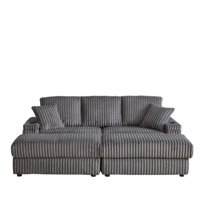 84Inch Corduroy 3-seater sofa With 3 back pillows ,2 toss pillows , a