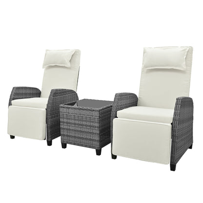 Outdoor Rattan Two-person Combination With Coffee Table, Adjustable,