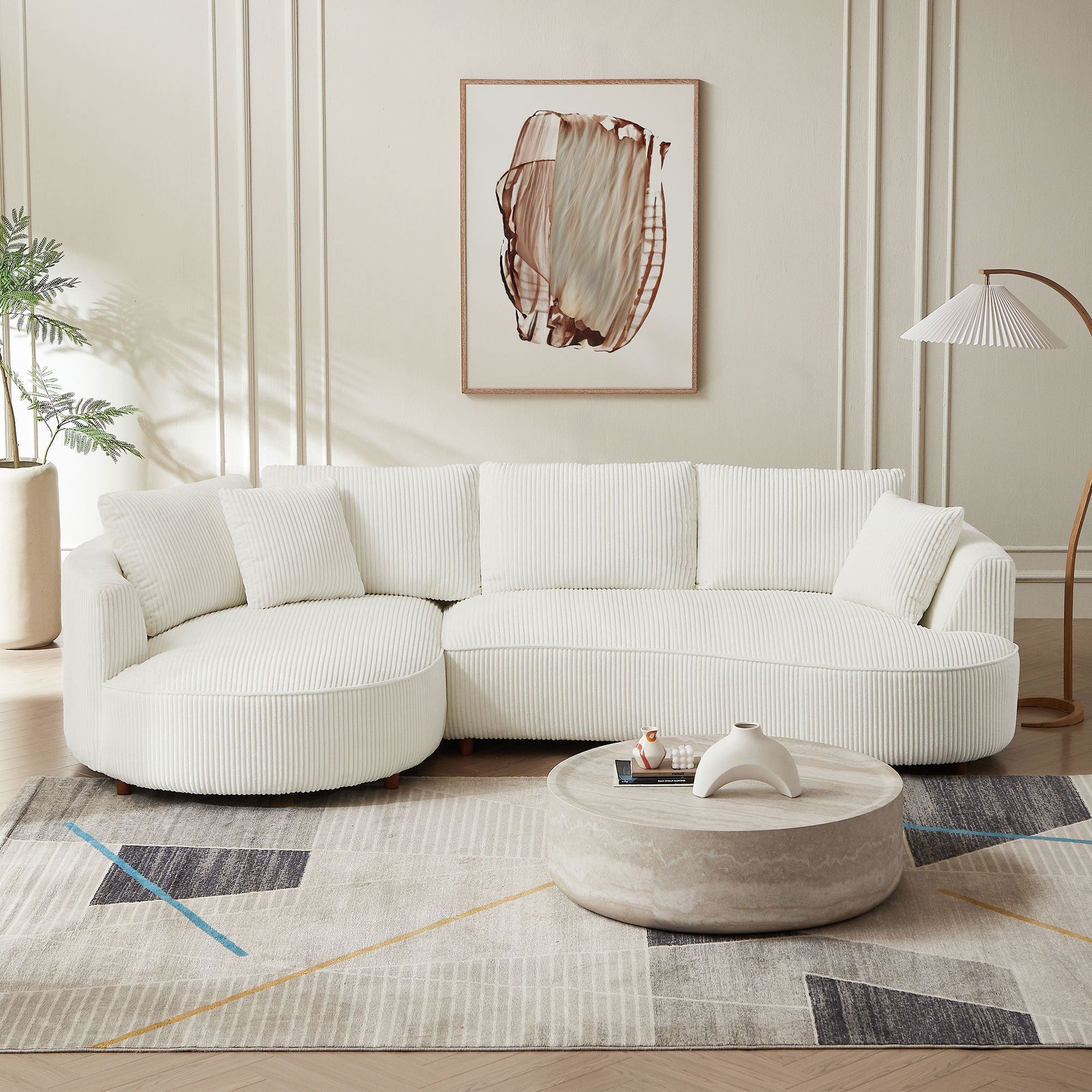122.04 inch Oversized Sectional Sofa, Modern Couch with Chaise, Comfy