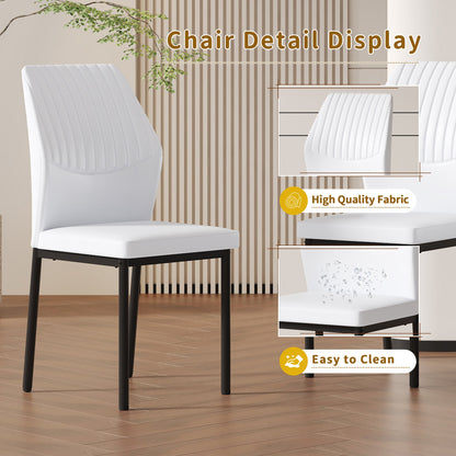 Luxury Simple Chair - Set of 4 White PU Material High Resilience