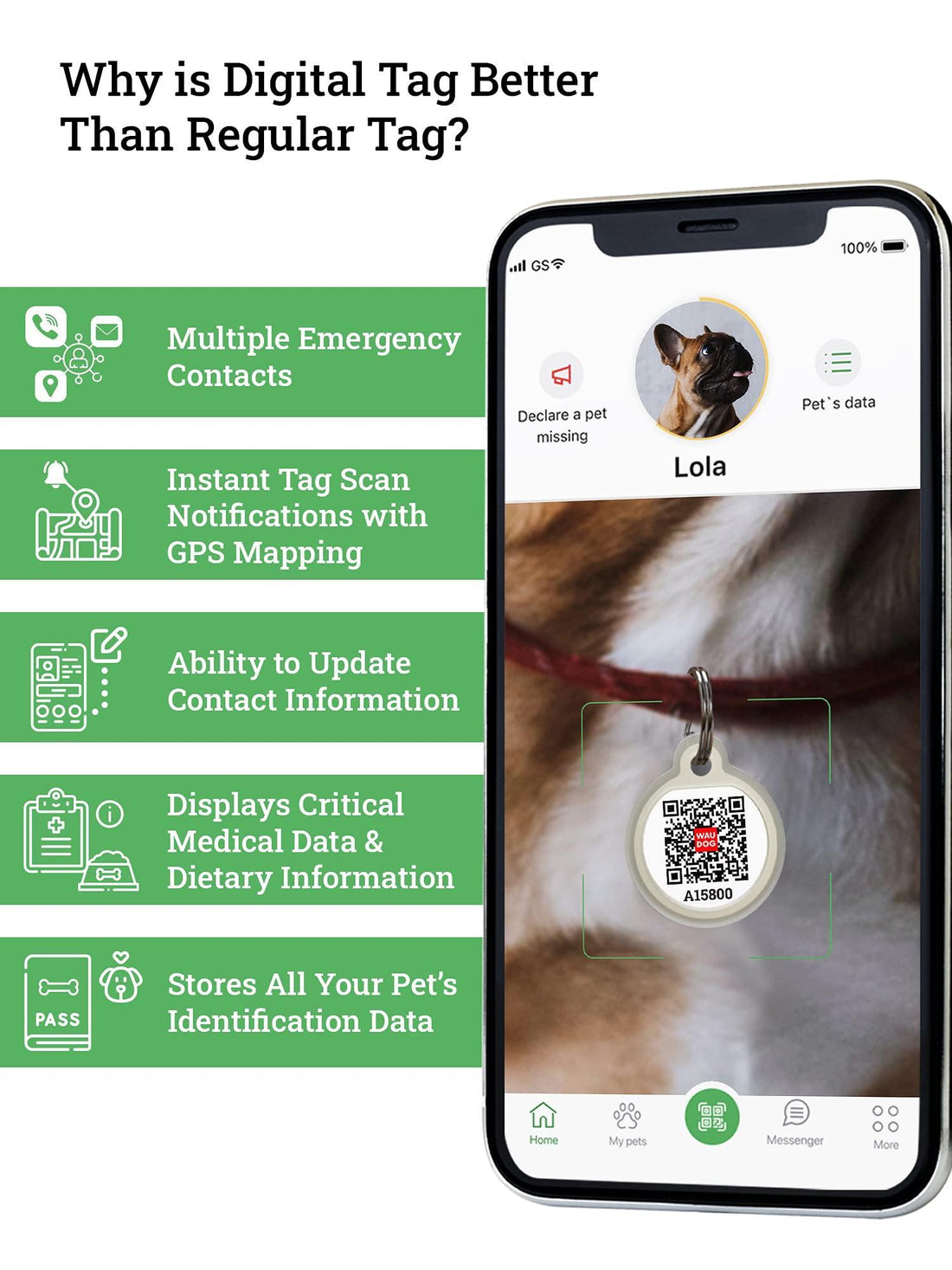 Dog Tags for Pets   Silicone QR Code Pet ID Tags for Dogs &amp; Cats