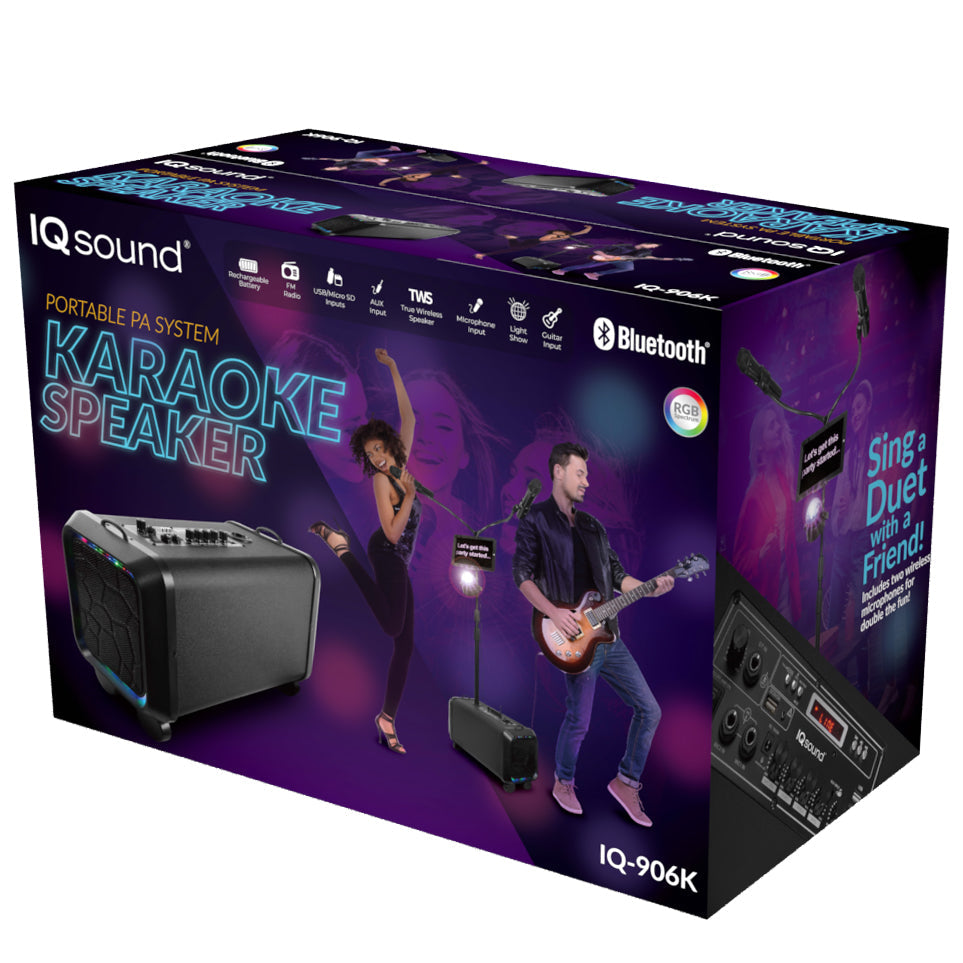 Supersonic Portable PA System Karaoke Speaker with TWS, FM Radio &amp; LED