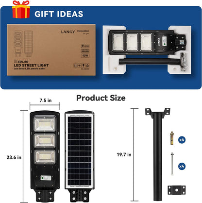 LANGY 90W solar street light 9000 lumens
