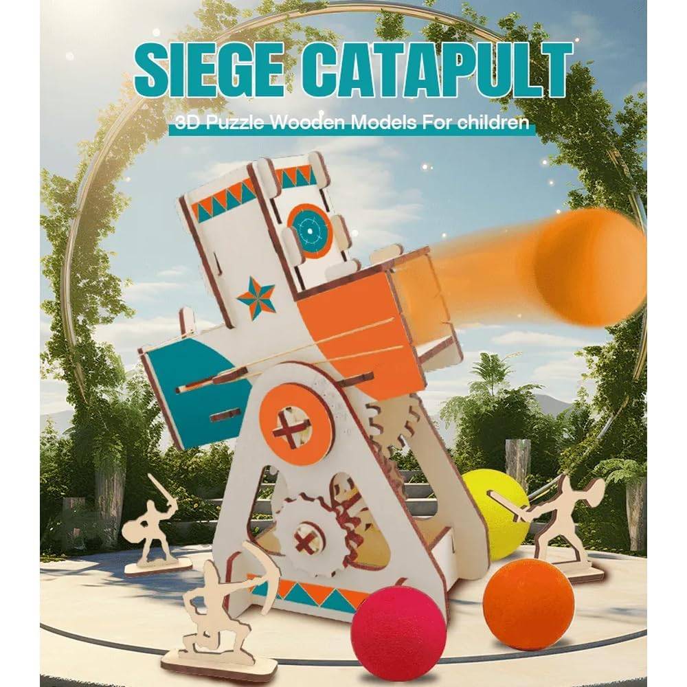 LIVEVIE Wooden Siege Catapult Kit for Kids ? STEM Learning Toy for
