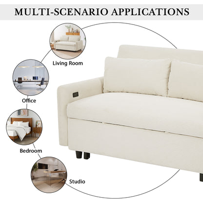 57.48" Pull-out Sofa Bed Convertible Couch 2 Seat Loveseat Sofa Modern