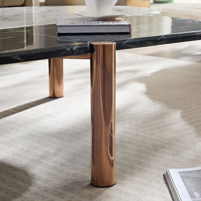 Faux Marble Coffee Tables Accent Tea Tables with Gold Metal Foot for