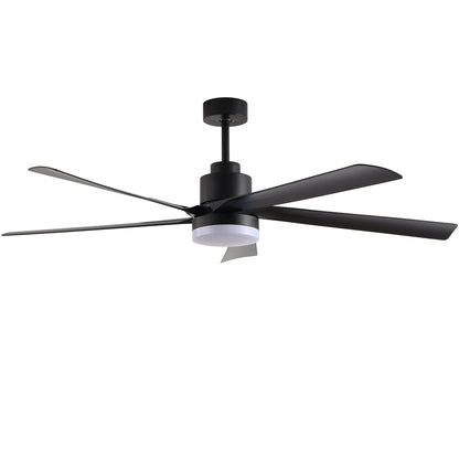 65 Inch Black Ceiling Fan with Light, 5-Blade Dimmable LED Ceiling Fan