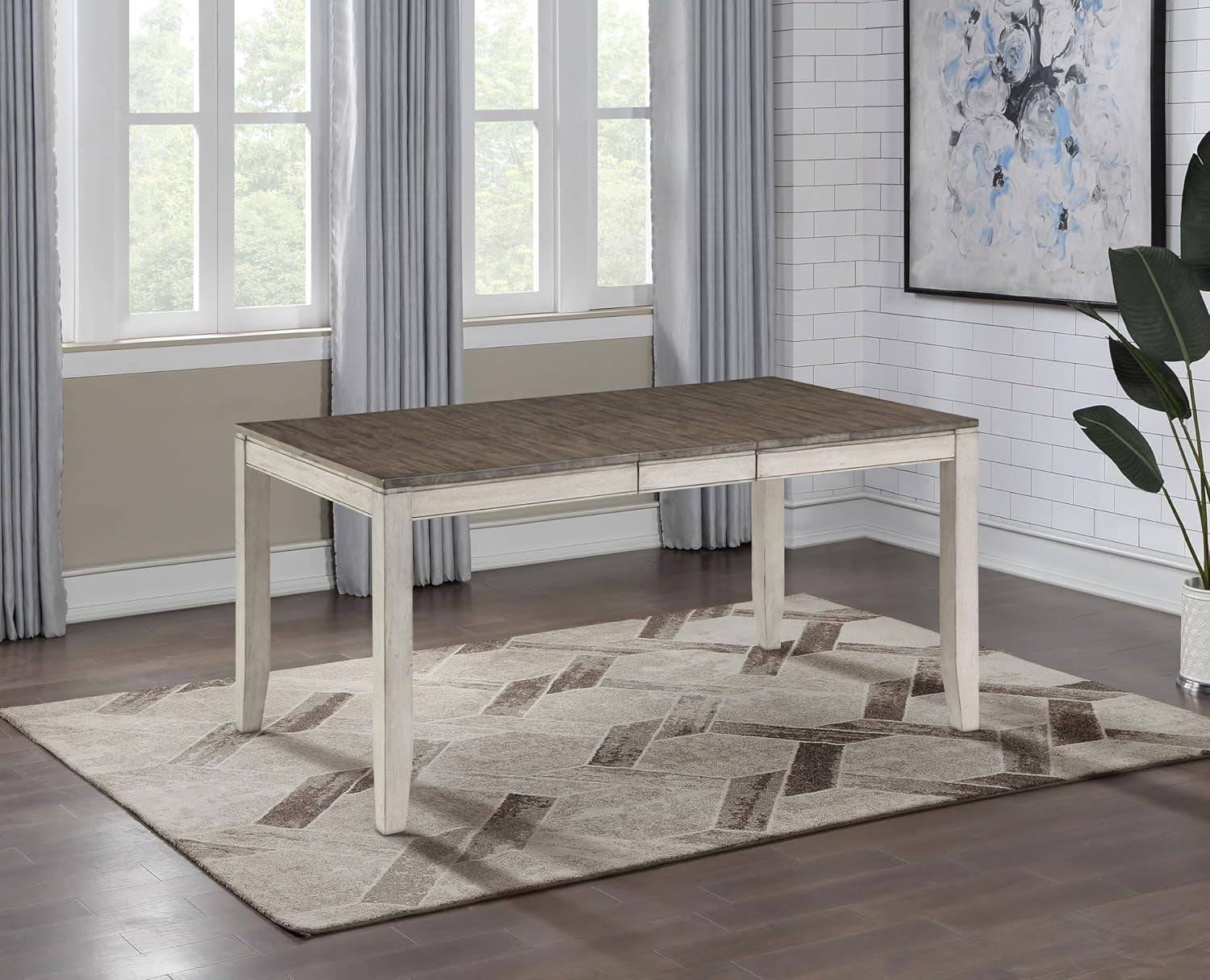 Furniture Abacus Rectangular Dining Table, 48&quot;-60&quot; Table W/ 12&quot;