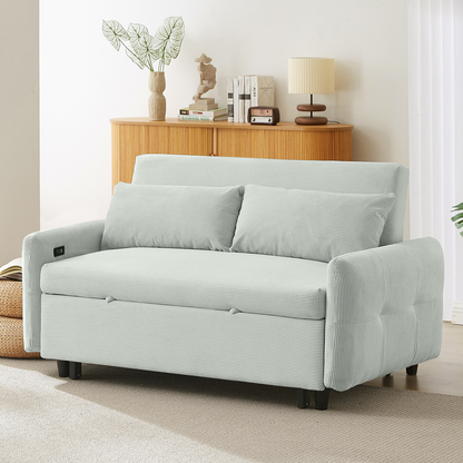 57.48" Pull-out Sofa Bed Convertible Couch 2 Seat Loveseat Sofa Modern