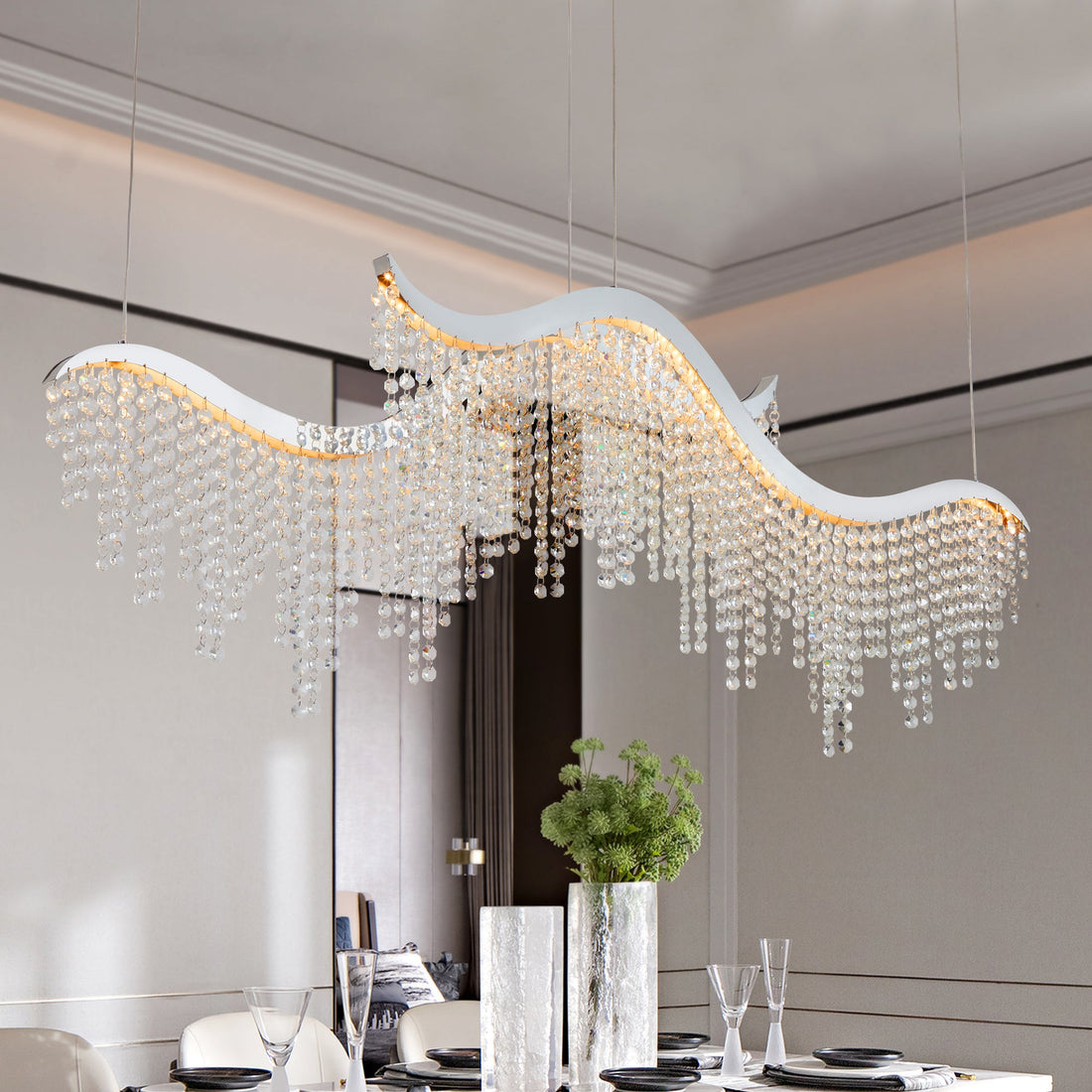 36.2-inch Dangling Wave Crystal Chandeliers