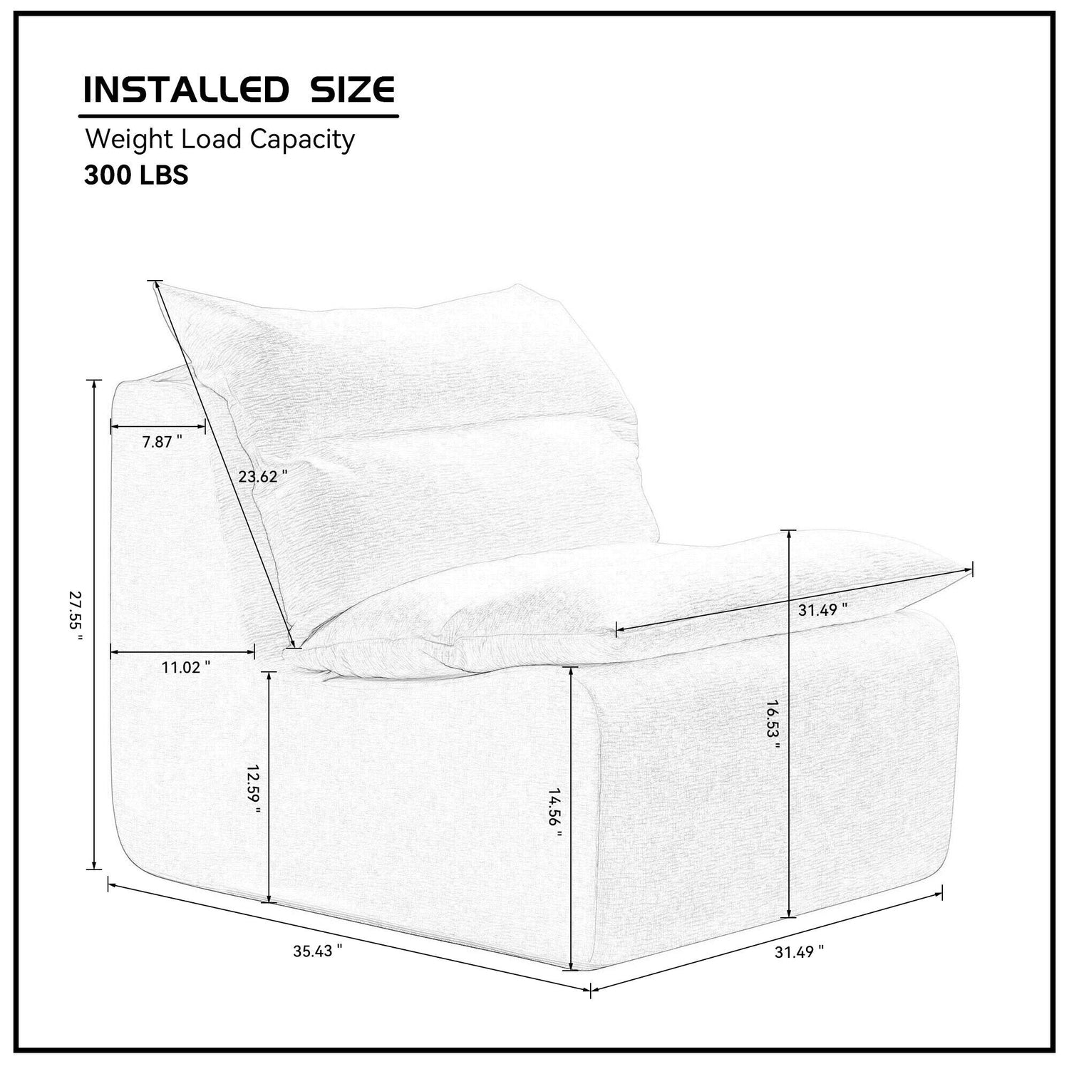 Accent Armless Chair Lazy Floor Seating, Leisure Accent Single Couch
